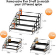 Spice Rack 4 Tier Kitchen Cabinet Organizer,Countertop Spice Rack,Tier Depth Adjustable Cabinet Shelf,Step Spice Organization Easy Visibility,Holds Seasoning and Condiments