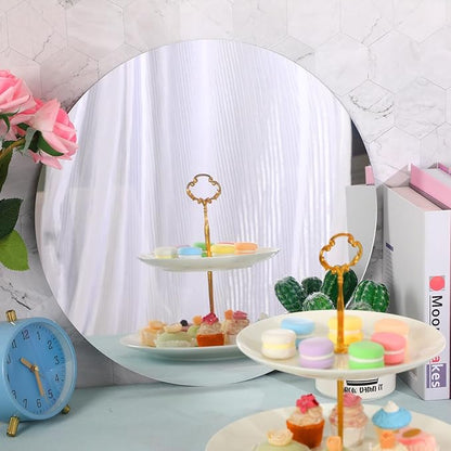 JUNEBRUSHS Round Mirror, 16 Inch Round Wall Mirror Fogless Shatterproof Bathroom Circle Acrylic Mirror Unbreakable Frameless Wall-Mounted Mirrors for Wall Living Room Bedroom Home Decor
