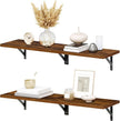 HOOBRO Floating Shelves, 30 Inch Wall Shelf Set of 2, Wall-Mounted Storage Shelves, Retro Hanging Shelf with Metal Frame, for Living Room, Bedroom, Bathroom, Kitchen, Rustic Brown and Black BF24BJ01
