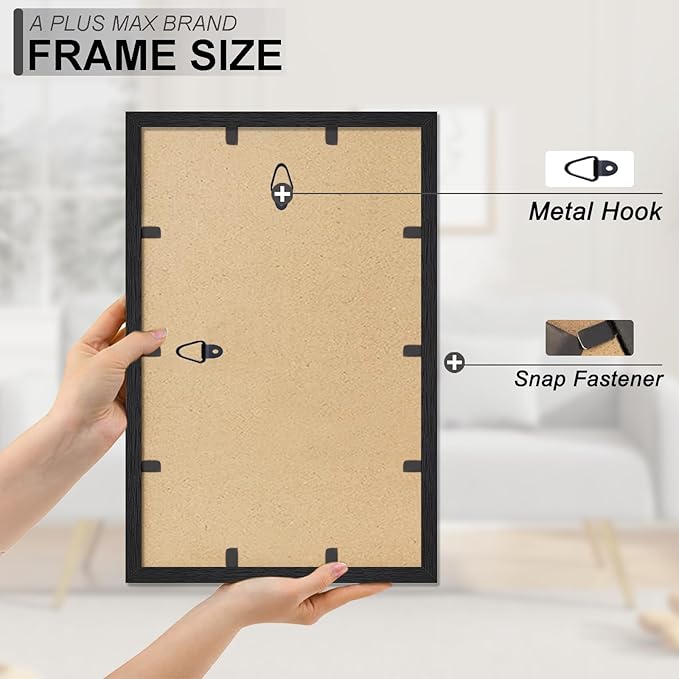 A PLUS MAX 11x17 Picture Frame, Black Engineered Wood Frame for 11 x 17 Inch Picture Poster Photo, Light Weight 11 by 17 Frame with Wood-grain for Wall - 1 Pack/Black/11 x17