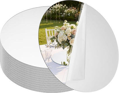SUREAM Mirror Plates for Centerpieces 12 Inch, 2mm Thick Set of 24 Mirror Centerpieces, Idear for Table Centerpieces, Wedding, Party, Crafts, Wall Decorations