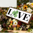 Love Wooden Table Sign, Lucky Clover Home Decor, Shelf Decoration, St. Patrick's Day Themed Decors for Cafe Shop Coffee Bar, Farmhouse Decor for St. Patrick's Day, 9.5x3.1x1 inches