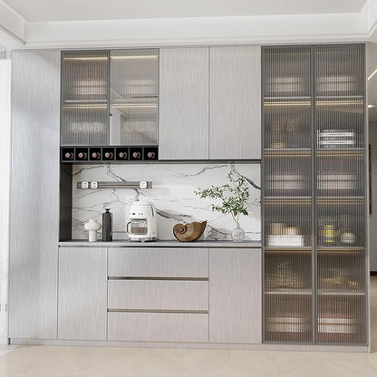 Stainless Steel Contact Paper 23.6"x 196" Silver Stainless Steel Contact Papers Peel and Stick Countertop Removable Self Adhesive Thick Texture Vinyl Waterproof Wallpaper for Fridge Kitchen Cabinets