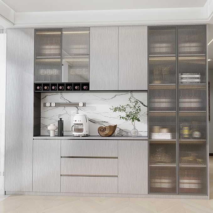 Stainless Steel Contact Paper 23.6"x 472" Silver Stainless Steel Contact Papers Peel and Stick Countertop Removable Self Adhesive Thick Texture Vinyl Waterproof Wallpaper for Fridge Kitchen Cabinets