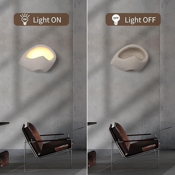 Modern Wall Sconce Plug in, Indoor Wall Light Fixture, Retro Industrial Cement Stone Style Wall Mounted Lamp for Living Room Bedroom Restaurant Vanity Hallway Stairs, Bulb Included