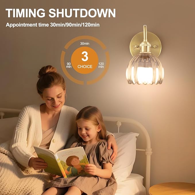 Vintage Battery Operated Wall Sconce Set of 2,Rechargeable Wall Sconces with RGB Dimmable Remote Control, Wireless Brass Transparent Glass Lampshade Fixtures for Bedroom Living Room