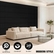 Qidejoy 33 Pcs 3D PVC Slat Wall Panels 12X12in Fluted Textured Paneling Modern Decorative Tiles Cuttable Paintable DIY Wall Art for Interior Decor, Bedroom, Ceiling, TV Background, Bathroom (Black)
