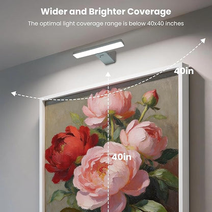 Battery Operated Picture Lights for Wall, White Wireless Art Light for Paintings, Rechargeable Display Light for Picture with Remote, 3 Color Poster Lights for Frame Portraits Wall Decor (2 Pack)