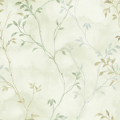 VaryStyle 17.7"x393" Vintage Leaf Branches Wallpaper Light Green/Yellow Foggy Tree Twigs Forest Peel and Stick Wallpaper for Kitchen Removable Waterproof Sticky Retro Contact Paper for Drawers Shelves