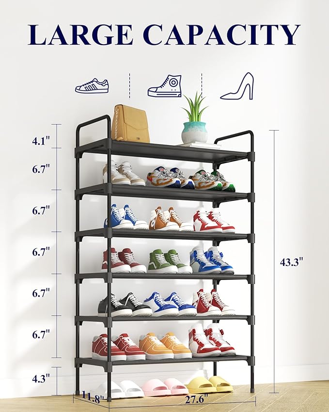 Kitsure Shoe Rack for Closet, Sturdy and Long-Lasting Shoe Shelf, Shoe Rack for Entryway, Personalized DIY Shoe Organizer, Shoe Rack Organizer for Space-Saving, 27.6