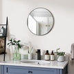 VooBang Black Round Bathroom Mirror, 20 inch Circle Wall Mounted Hanging Mirror with Simple Modern Circular Metal Frame for Hallway, Entryway, Living Room, Black Frame