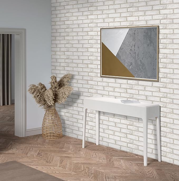 Timeet Beige White Brick Wallpaper Brick Peel and Stick Wallpaper Self Adhesive Brick Contact Paper Faux Brick Wallpaper Removable Wall Paper for Bedroom Laundry Room Accent Walls 17.7"×78.7"