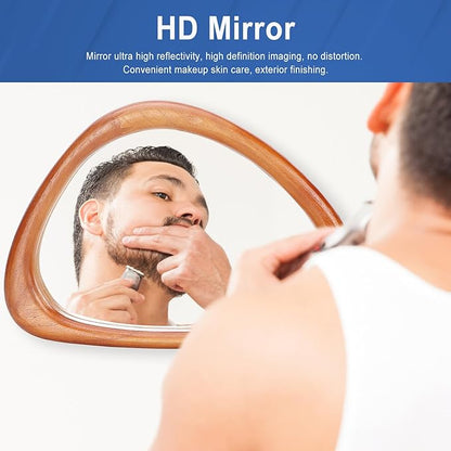 MAGFLERUM Asymmetrical Mirror Set of 2, 15 * 10 inch Irregular Wall Mirror, Small Wood Mirror, Hanging Vertically and Horizontally. Mirrors for Wall Decor (Red Walnut)