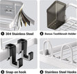Shower Caddy Corner Organizer Shelf: 2Pack Adhesive Shower Essentials Accessories - No-Drilling Stainless Steel Bathroom Storage Rack with Hooks and Toothpaste Holder