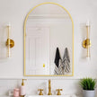 Bathroom Mirror for Wall, 38x26 Inch Arched Mirror, Matte Gold Metal Framed Bathroom Vanity Mirror for Restroom Farmhouse, Anti-Rust, Tempered Glass, Hanging or Leaning