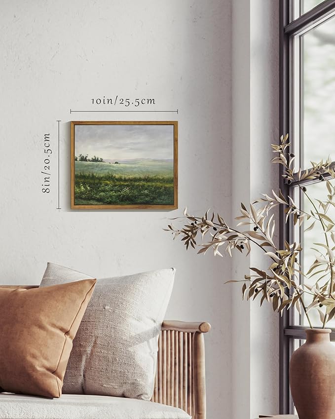 SHENIFY Landscape Framed Canvas Wall Art Vintage Classical The Vast Grassland Prints Hallway Kitchen Office Decor - 8x10in Natural Framed