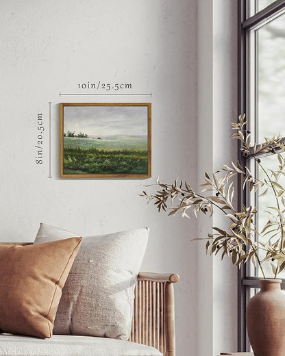 SHENIFY Landscape Framed Canvas Wall Art Vintage Classical The Vast Grassland Prints Hallway Kitchen Office Decor - 8x10in Natural Framed