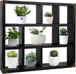 17.7x15.7-Inch Shadow Box Shelf 9-Slot Rustic Floating Shelves Larger Wall Mounted Shelf Lightweight Solid Wood Display Freestanding Farmhouse Shelf (Set of 2,9C-Classic Black)
