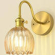 Wall Sconces Lights Lamp for Bedroom Bathroom, Modern Vanity Light Fixtures, Wall Mount Lighting Vintage Tulip Amber Glass Shade for Living Room Mirror Hallway Kitchen