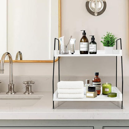 Coffee Bar Accessories and Organizer Countertop, Coffee Station Organizer Kitchen Counter Shelf Organizer,Coffee Condiment Storage,Cup Lid Holder Countertop Shelf for Bathroom (White)