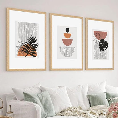 12x16 Picture Frame Set of 4, Displays 8x10 with Mat or 12x16 Without Mat, Photo Frames for Wall Hanging or Tabletop, Includes HD Plexiglass, Light Wood Grain