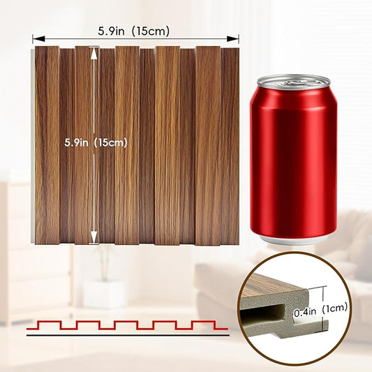 WPC Wainscoting Panels Slat 3D Fluted Panels Soundproof Wall Panels for Wall Decor Bedroom and TV Background (3 Color Samples, 5.9×6.1in (3 PCS)