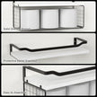 WOPITUES Floating Shelves with Wire Storage Basket, Bathroom Shelves Over Toilet with Protective Metal Guardrail, Wood Wall Shelves for Bathroom Organizers and Storage, Toilet Paper-White