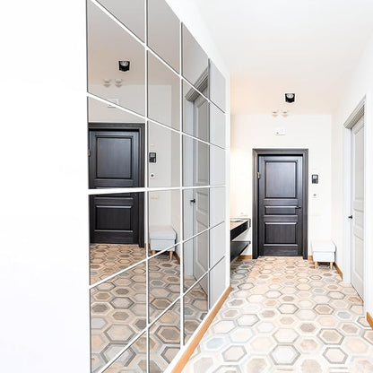 Home Gym Mirror Tiles for Wall, 14"x12"x12PCS Full Length Home Gym Workout Mirror for Garage, Bedroom, Living Room, Over The Door