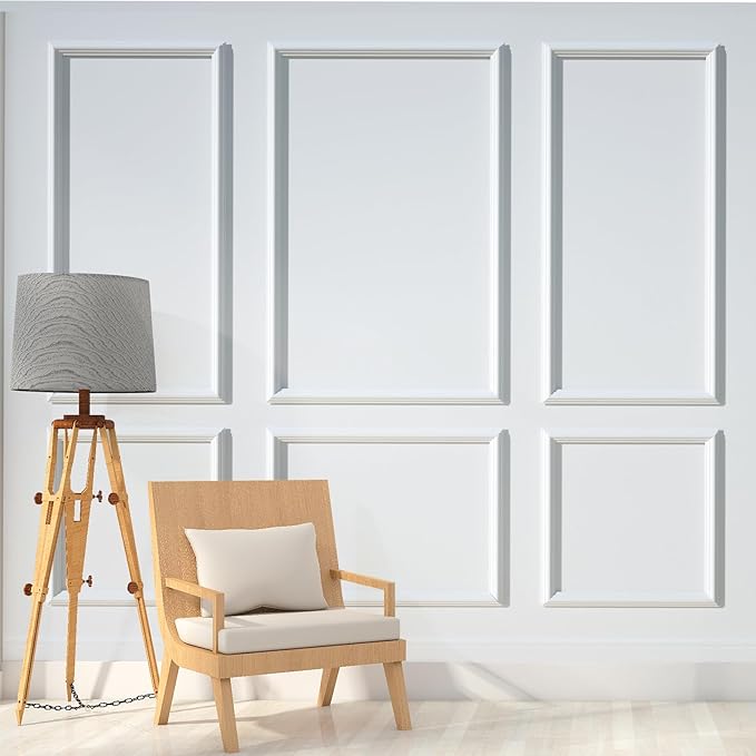 NeatiEase Peel and Stick Wall Molding Kit 6-Frame Premade, Ready-to-Assemble Wall Moulding Panel Frame, Self Adhesive Wainscoting Panels, Accent Molding Trim for Interior Walls Home Decor