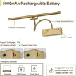 JOOSENLUX Rechargeable Picture Light with Remote Control - 3 Color Temperatures, Timer, Flexible Neck for Artwork & Piano Lighting, 5000mAh Battery, Brass Finish 2700K CRI95+