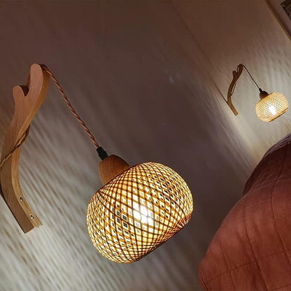 Frideko Boho Rechargeable Battery Operated Wall Sconces Set of Two with Remote, RGB 15 Colors Dimmable Wireless Wall Light, Bamboo Indoor Wall Lamp with 3 Timer, Rattan Wall Lighting for Bedroom
