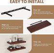 Fun Memories Rustic Floating Shelves for Home Decor, 8 Inch Deep Floating Shelf, Solid Wood Floating Wall Shelves 30 Inch Long, Deep Wall Shelves for Bathroom, Living Room, Walnut Finsh, Set of 2