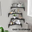 Muzilife Corner Floating Shelves Wooden Floating Shelve Set of 4, Wall Mounted for Storage, L-Shaped Shelves for Wall Decor Organizer for Bedroom, Bathroom, Kitchen, Living Room and Office, Black