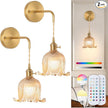 Battery Operated Wall Sconce Set of 2,Adjustable Chain Retro Gold Wall Mounted Light RGB with Remote,Wireless Rechargeable Dimmable Indoor Wall Lamp for Living Room Bedroom