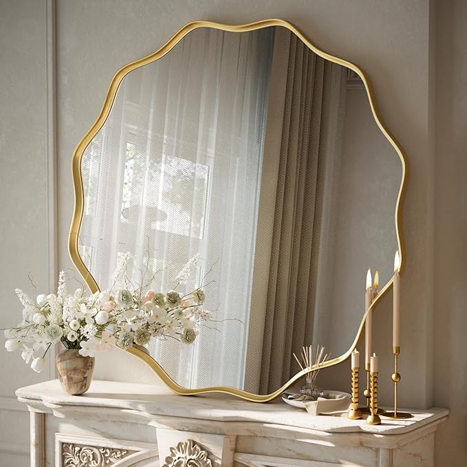 VooBang Gold Scalloped Circle Mirror, 36