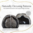 Nature's Decorations A Quality Black Agate Geode Bookends - Heavy Duty with Non-Skid Rubber Bumpers for Shelves, Office, Home Decor - Cool Crystal Stone (1 Pair 4-6 LB)