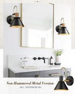 Black and Gold Wall Sconces, HWH Industrial Sconces Wall Lighting Indoor Vanity Barn Light Fixture, Black Wall Lamp for Bathroom Bedside Bedroom Kitchen, Hammered Metal Shade, 5HZG74B-L BK+BG