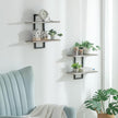 Rustic Wood Floating Shelves - Farmhouse Wooden Wall Shelves Organizer with Sturdy Metal Frame for Living Room Bedroom