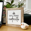 But First Cafecito Sign - Wooden Coffee Decor for Home & Office, Funny for Coffee Lovers