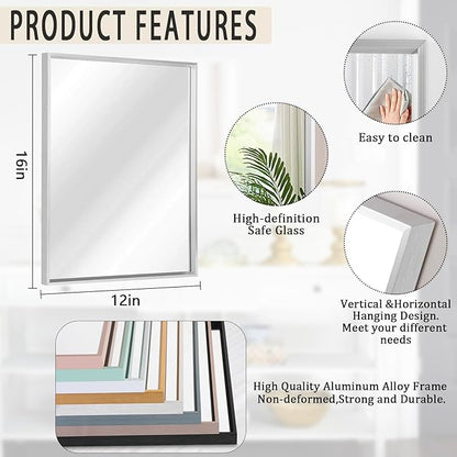 AAZZKANG Metal Framed Mirror Rectangle Wall Mounted Mirrors Decorative Modern for Bedroom Bathroom Living Room Entryway Hanging Vertically or Horizontally