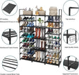 Caitlyn 9 Tier Large Shoe Rack Organizer, Holds 50-55 Pair Shoe Boots, Metal Shoe Shelf Storage Organizer, with Side Hooks Shoe Tower for Entryway Garage Living Room