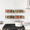 Spice Rack, Self-Adhesive or drilling, Rustic Style Hanging Spice Rack, Spice Organization for Cabinet Door or Wall Mount, Over The Stove, Kitchen Wall, 4-Pack, Wood Color