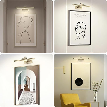 LED Picture Lights for Wall Rechargeable, Battery Operated Art Light for Paintings Wireless,15.7inch Antique Bronze Gallery Light for Artwork