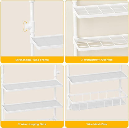 Homeiju 3-Tier Spice Rack Organizer, Multi-functional Kitchen Countertop Shelves, Wall Mount Hanging Spice Rack Seasoning Organizer for Kitchen Organization and Storage, Free Adjustable Height