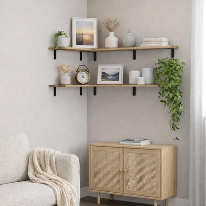 Floating Shelves Set of 6, Wooden Floating Shelves for Wall Decor, Farmhouse Shelf for Bedroom, Wall Mounted Bathroom Storage Shelves, Floating Book Shelves for Living Room