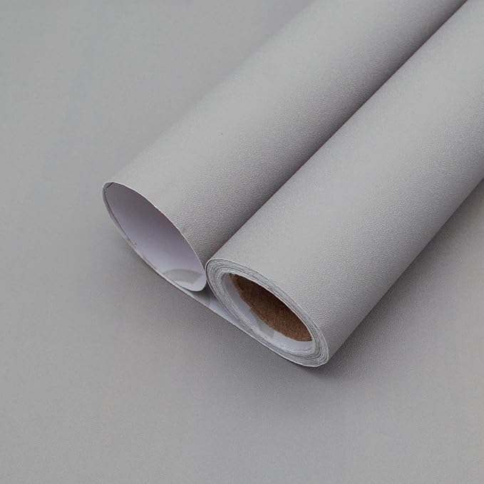 Yancorp 16"x394" Matte Light Gray Contact Papaer Peel and Stick Wallpaper Vinyl Wrap Countertop Wallpapers Waterproof for Cabinets Drawers Bedroom Kitchen Self-Adhesive Wallpaper