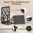 VFINE 8-Piece Metal Bookends for Shelves, Black Tree Book Ends for Books, Decorative Desk Book Organizer, Non-Skid Shelve Bookends for Home Office Shcool Supplies