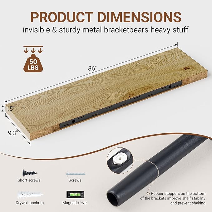 Heimlove Floating Shelves for Wall 36 Inches Long,9.3