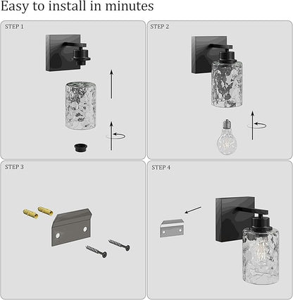 Battery Operated Wall Sconce Set of 2, Black Wireless Wall Lights with Timer Function, Easy Install Dimmable Rechargeable Wall Lamps for Living Room, Bedroom, Hallway, Entryway Decor 3000K