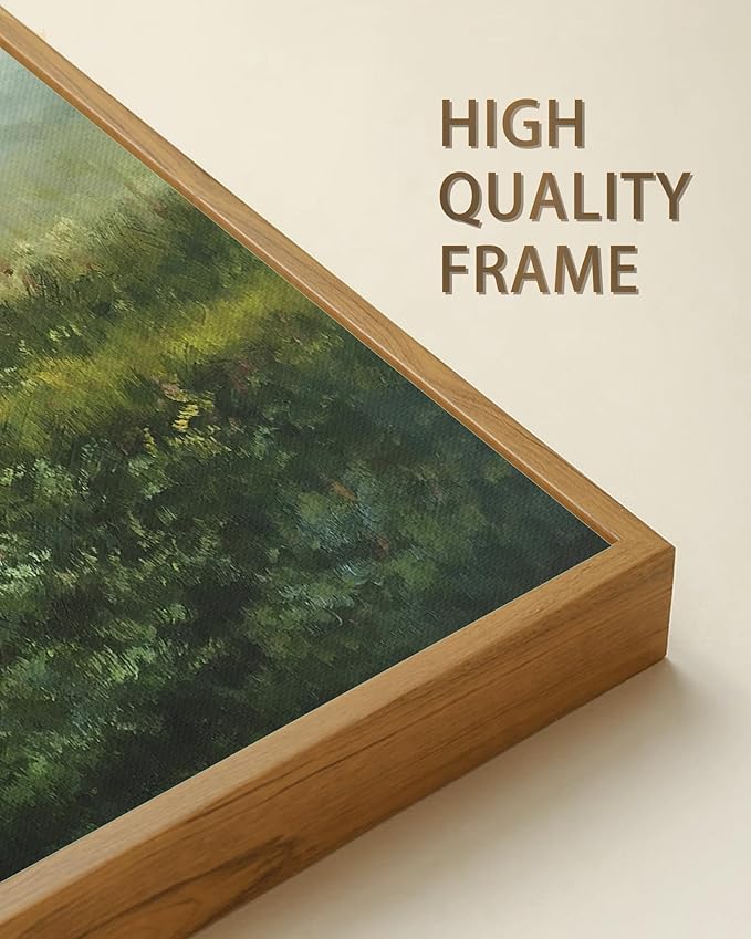 SHENIFY Landscape Framed Canvas Wall Art Vintage Classical The Vast Grassland Prints Hallway Kitchen Office Decor - 8x10in Natural Framed